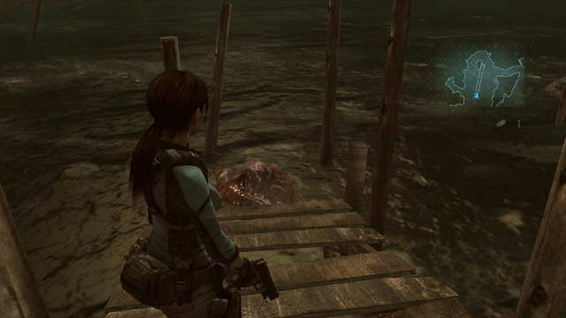 More samples can be found underwater on left, at the end of the pier and next to the barrel on right - Into the Depths - part II - Episode 1 - Resident Evil: Revelations - Game Guide and Walkthrough