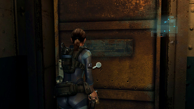 Go forward on the crossroads and look at closed door - Into the Depths - part III - Episode 1 - Resident Evil: Revelations - Game Guide and Walkthrough