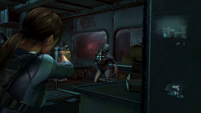 To revenge her, pick up bullets hidden in the locker on right and then go left - Into the Depths - part III - Episode 1 - Resident Evil: Revelations - Game Guide and Walkthrough