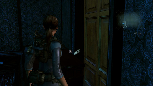 When you get into an empty room, move a cabinet blocking door and enter the bathroom - Double Mystery - part II - Episode 2 - Resident Evil: Revelations - Game Guide and Walkthrough
