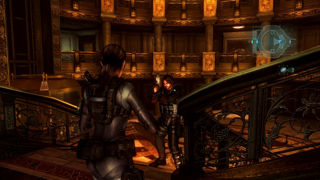 When you get to the big and lit hall, head for its other end and look at a paper left next to the door - Ghosts of Veltro - part II - Episode 3 - Resident Evil: Revelations - Game Guide and Walkthrough