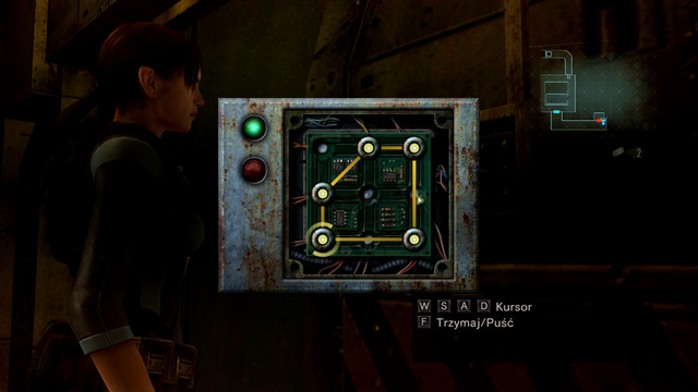 Then just push the hoops to a glowing points, and you get a shape shown on the screen above - A Nightmare Revisited - Episode 4 - Resident Evil: Revelations - Game Guide and Walkthrough