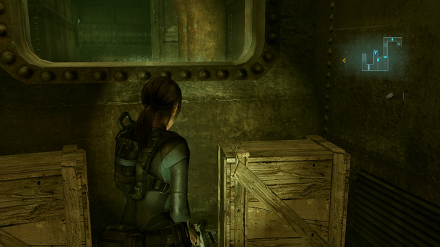 At the beginning get out through the door on the other side of room and loot crates on right - Secrets Uncovered - part II - Episode 5 - Resident Evil: Revelations - Game Guide and Walkthrough