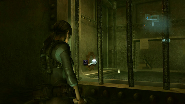 Dont worry about that, but remember this place, as behind bars you can see a cog, which you will need later - Secrets Uncovered - part II - Episode 5 - Resident Evil: Revelations - Game Guide and Walkthrough