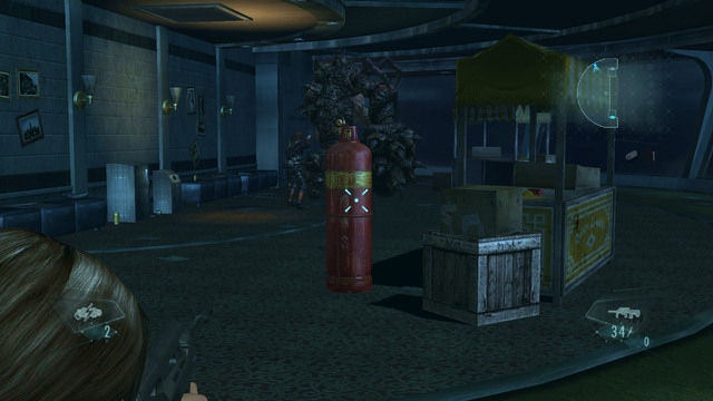 A good idea is also to use a gas bottles standing nearby - Cat and Mouse - part II - Episode 6 - Resident Evil: Revelations - Game Guide and Walkthrough