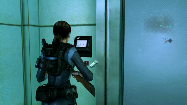 Inside the laboratory, youll pass a big door with fingerprints scanner - All on the Line - part III - Episode 8 - Resident Evil: Revelations - Game Guide and Walkthrough