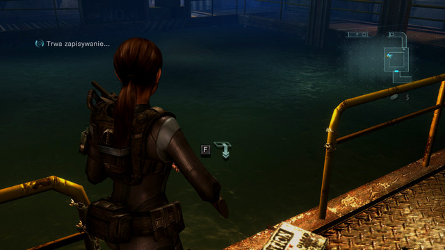 In the mentioned above room, climb up and jump to the water at the other end of platform - All on the Line - part III - Episode 8 - Resident Evil: Revelations - Game Guide and Walkthrough