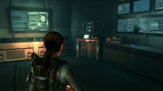 A bit further you find a room with vaccine machine, laboratory map and lasers switch - No Exit - part II - Episode 9 - Resident Evil: Revelations - Game Guide and Walkthrough