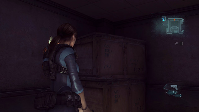 On one of crates you find a handprint - Episodes 1-5 - Handprints - Resident Evil: Revelations - Game Guide and Walkthrough