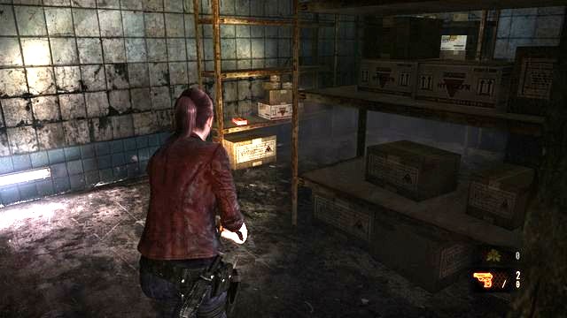 Pistol ammo is in both rooms, on one of the shelves. - Escape the facility - cont. - Penal Colony - Claire - Resident Evil: Revelations 2 - Game Guide and Walkthrough
