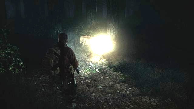 In the forest, use the dim beams of light to navigate - Find another way - Penal Colony - Barry - Resident Evil: Revelations 2 - Game Guide and Walkthrough