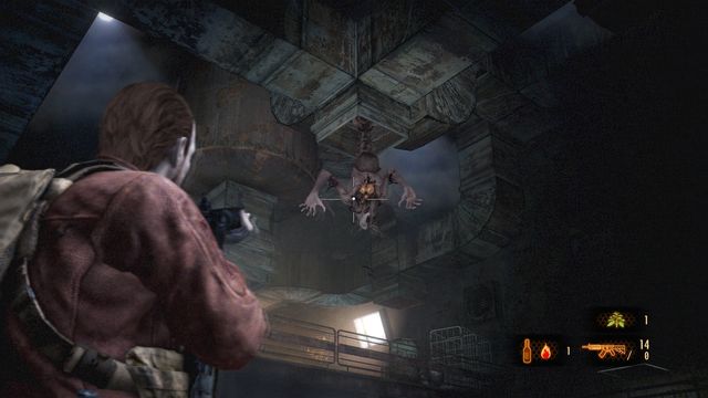 Moment when Alex sticks out from the pipe is a good time to give few accurate shots at her weakspot. - Defeat Alex - Metamorphosis - Barry - Resident Evil: Revelations 2 - Game Guide and Walkthrough