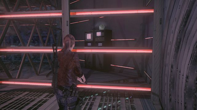 In the place where you meet with Warden - turn to the right and look at the shelf - Metamorphosis - Claire - Tower emblems - Resident Evil: Revelations 2 - Game Guide and Walkthrough