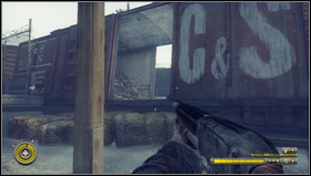 Pass the pylon and go left following the signs [1] or go right getting through the wagon [2] - Chapter 6 - p. 1 - Walkthrough - Resistance 3 - Game Guide and Walkthrough