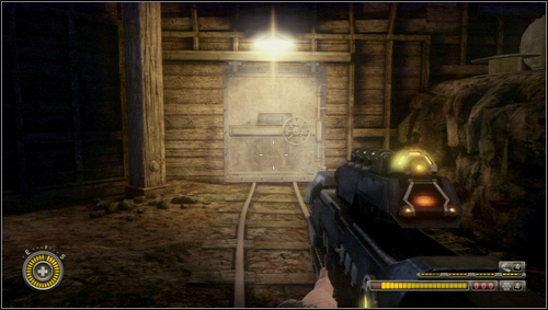 When you go back at the tracks you should check the open shed with the ammo and then move along through the metal door [1] - Chapter 10 - p. 1 - Walkthrough - Resistance 3 - Game Guide and Walkthrough