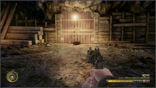 You need to put the gas bottle near the door [1] and detonate it with the shot - Chapter 12 - p. 1 - Walkthrough - Resistance 3 - Game Guide and Walkthrough