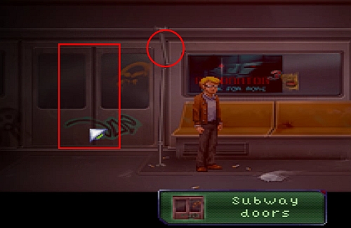 When the lights go out in the subway car, move left and click on the Subway door (square) - 6:55-Ed - Walkthrough - Resonance - Game Guide and Walkthrough