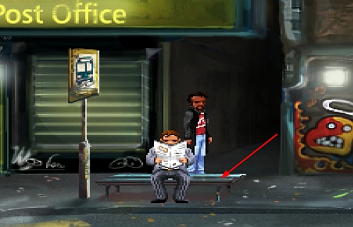Again, move right and click on the Bench (arrow) to sit on the bus stop - 7:05-Detective Bennet - Walkthrough - Resonance - Game Guide and Walkthrough