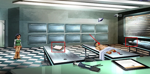 Pick up the Death certificate (left square) and the Ultra-Sonograph (right square) - Hospital- Anna and Ray - Walkthrough - Resonance - Game Guide and Walkthrough