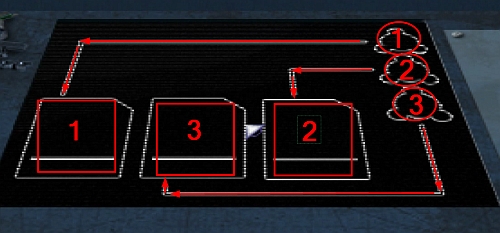 Now you need to use the three buttons (indicated by squares) which correspond to the Fuse numbers you've previously used on the Fuse panel (circles) - Vault- Anna, Ed, Ray, Bennet - p. 2 - Walkthrough - Resonance - Game Guide and Walkthrough