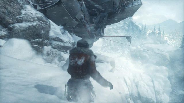 At the end of the plane wreck, jump up to catch the metal rod pointing from the tail of the machine - Siberia - Climb on the mountain top - Walkthrough - Rise of the Tomb Raider - Game Guide and Walkthrough