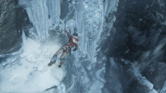 Lara is hanging on the rope - Siberia - Climb on the mountain top - Walkthrough - Rise of the Tomb Raider - Game Guide and Walkthrough