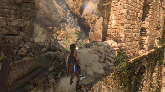 Walk left and jump on one of the pillars of the aqueduct - Syria - Find the entrance to the Prophets Tomb - Walkthrough - Rise of the Tomb Raider - Game Guide and Walkthrough