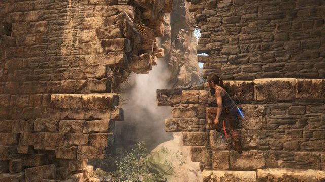 Move left and jump to the other side of the hole in the wall - Syria - Find the entrance to the Prophets Tomb - Walkthrough - Rise of the Tomb Raider - Game Guide and Walkthrough