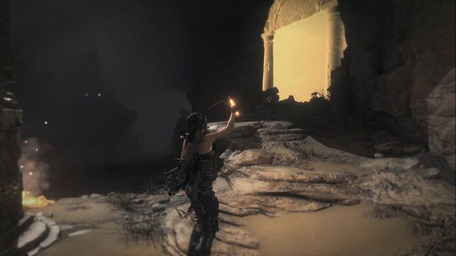 Behind the campfire in the Syrian Cliffs camp - Murals and chests - Syria - Rise of the Tomb Raider - Game Guide and Walkthrough