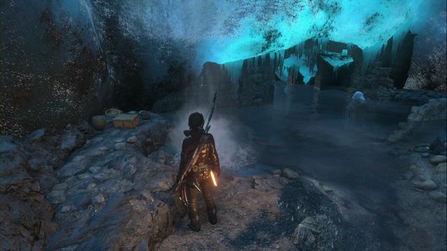 Right after you enter the cave and jump down, you find a chest on the left - Relics - Glacial Caverns - Rise of the Tomb Raider - Game Guide and Walkthrough