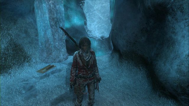After you come down into the caverns, turn around towards the entrance and over the layer of ice, climb onto the ledge above - Documents - Glacial Caverns - Rise of the Tomb Raider - Game Guide and Walkthrough