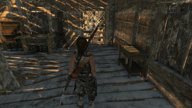 On the table inside the chalet, right above the campfire in Logging Camp - Documents - Soviet Installation - Rise of the Tomb Raider - Game Guide and Walkthrough