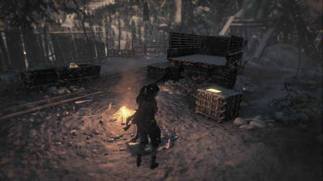 On the crate near the campfire, in the Copper Mill Camp - Documents - Soviet Installation - Rise of the Tomb Raider - Game Guide and Walkthrough