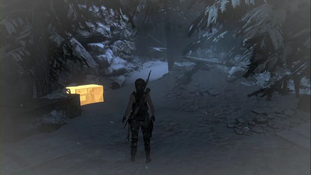 Right above the Communications Tower camp, you ride up in the main storyline, after you receive broadhead arrows that you can shoot into wooden elements - Chests and crypt treasures - Soviet Installation - Rise of the Tomb Raider - Game Guide and Walkthrough