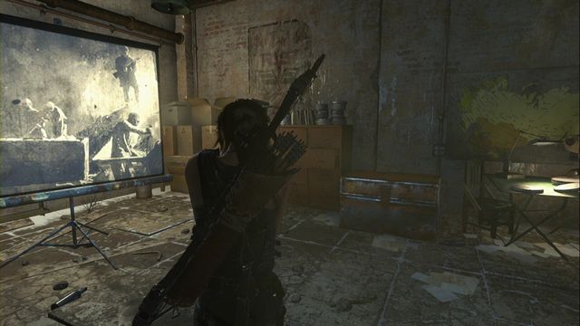 At the bottom level of the jail, in the room with the projector - Chests and crypt treasures - Soviet Installation - Rise of the Tomb Raider - Game Guide and Walkthrough