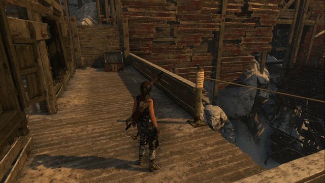 After you climb onto the rooftop of one of the building, from where you zip down the line - Chests and crypt treasures - Soviet Installation - Rise of the Tomb Raider - Game Guide and Walkthrough