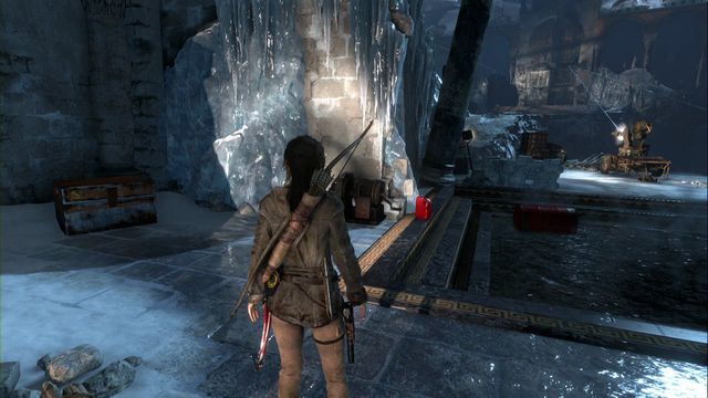 In the big chamber, on the left in the recess - Relics, murals and chests - Abandoned Mine - Rise of the Tomb Raider - Game Guide and Walkthrough