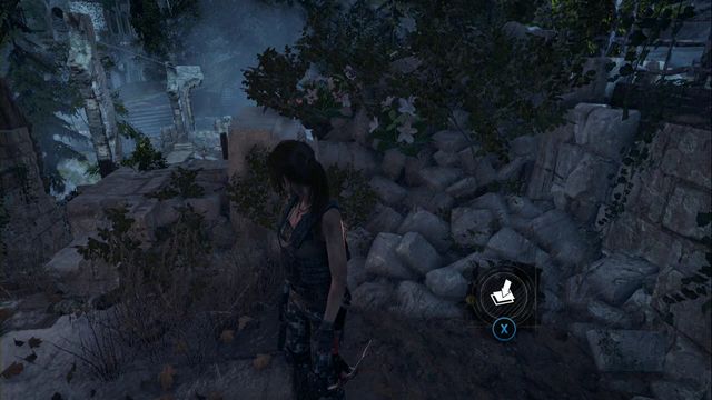 At the wall, a bit higher than the campfire in Valley Farmstead Base camp - Survival caches - Geothermal Valley - Rise of the Tomb Raider - Game Guide and Walkthrough
