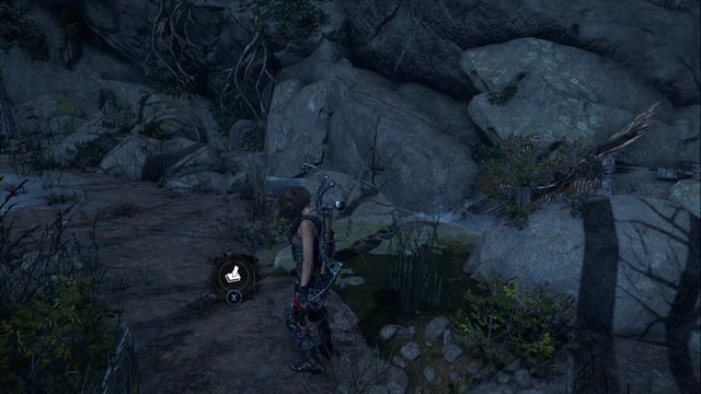 In the middle of the path, at on level with wood scattered in the river - Survival caches - Geothermal Valley - Rise of the Tomb Raider - Game Guide and Walkthrough