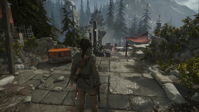 Right after you enter the location, after the cutscene, you find the chest right in front of Lara - Chests and crypt treasures - Geothermal Valley - Rise of the Tomb Raider - Game Guide and Walkthrough