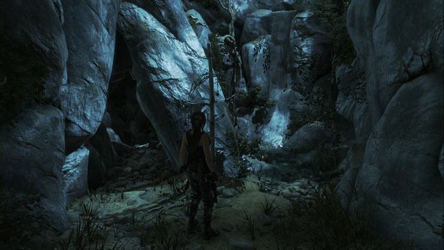 A bit past the brook, prepare to jab the hatchet quickly. - Tomb 3 - Pit of Judgment - Geothermal Valley - Rise of the Tomb Raider - Game Guide and Walkthrough