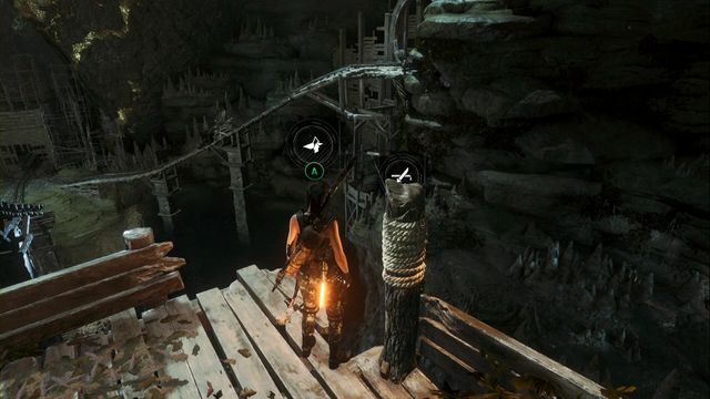 The spot where you zip down the line into another cart. - Tomb 3 - Pit of Judgment - Geothermal Valley - Rise of the Tomb Raider - Game Guide and Walkthrough