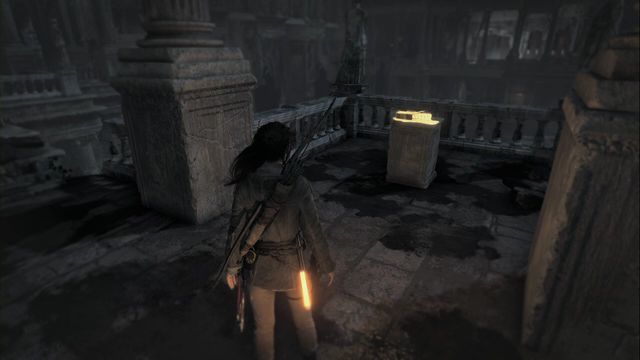 To get to the balcony above, you need to go to the chamber next to the main one, near camp Greek Fire storage - Documents - Flooded Archives - Rise of the Tomb Raider - Game Guide and Walkthrough