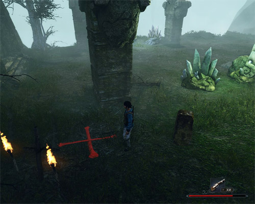 The treasure is buried to the left of the graveyard's entrance. - The Treasure in the Natives Graveyard - The Sword Coast - Quests - Risen 2: Dark Waters - Game Guide and Walkthrough