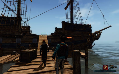 Slayne's boat isn't much different from yours. - Follow Slayne to his Ship - Antigua - Quests - Risen 2: Dark Waters - Game Guide and Walkthrough