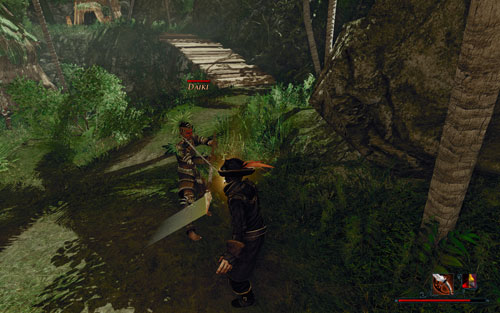 Even though it's an honorable duel, you can use dirty tricks and guns. - The Final Test - Maracai Bay - Quests - Risen 2: Dark Waters - Game Guide and Walkthrough