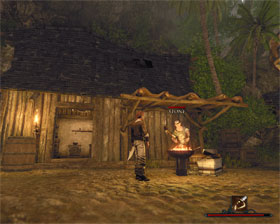 Stone [#8] - the blacksmith of the pirates' den who has a workshop near Booze's tavern [#1] - Tacarigua - Trainers - Risen 2: Dark Waters - Game Guide and Walkthrough