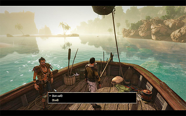 Interact with the steering wheel of the boat and select the destination. - Lets Get Out of Here - Main quests - Crab Coast - Risen 3: Titan Lords - Game Guide and Walkthrough