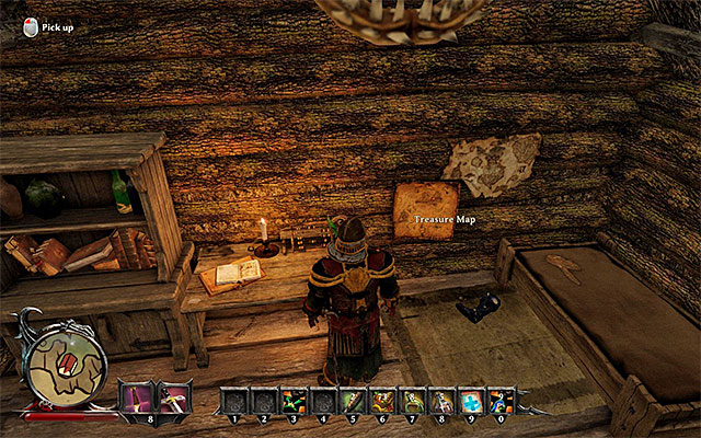 Inside one of the huts in the fishing village (point 4 on the map), you will find a Treasure Map visible on the above screenshot - The Treasure on the Beach of Calador - Side Quests - Calador - Risen 3: Titan Lords - Game Guide and Walkthrough