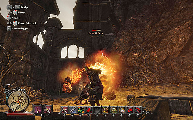 Try to weaken the golem when its occupied attacking your party member. - Ernestos Engraved Candle Holder - Side Quests - Calador - Risen 3: Titan Lords - Game Guide and Walkthrough